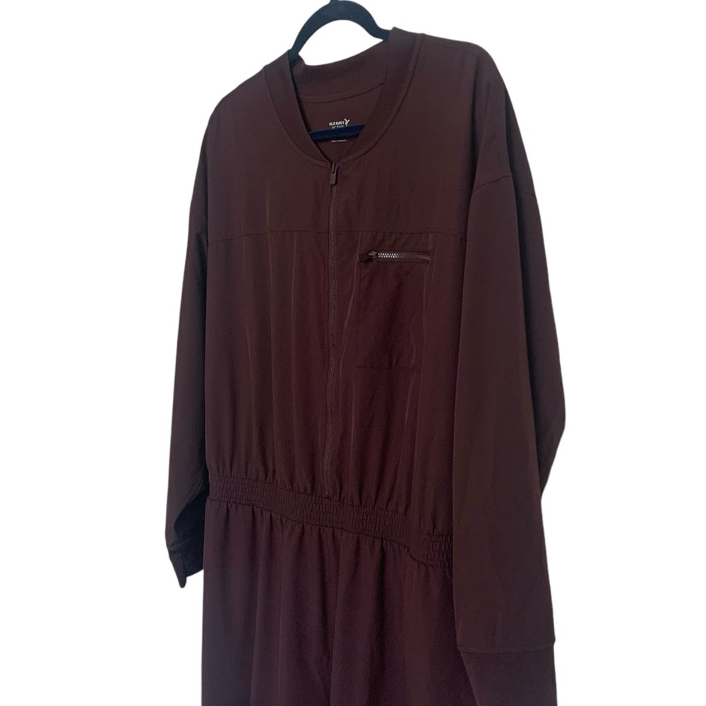 Old Navy StretchTech Cropped Zip Bomber Jumpsuit, Size 2X Plum Wine - Picture 7 of 9